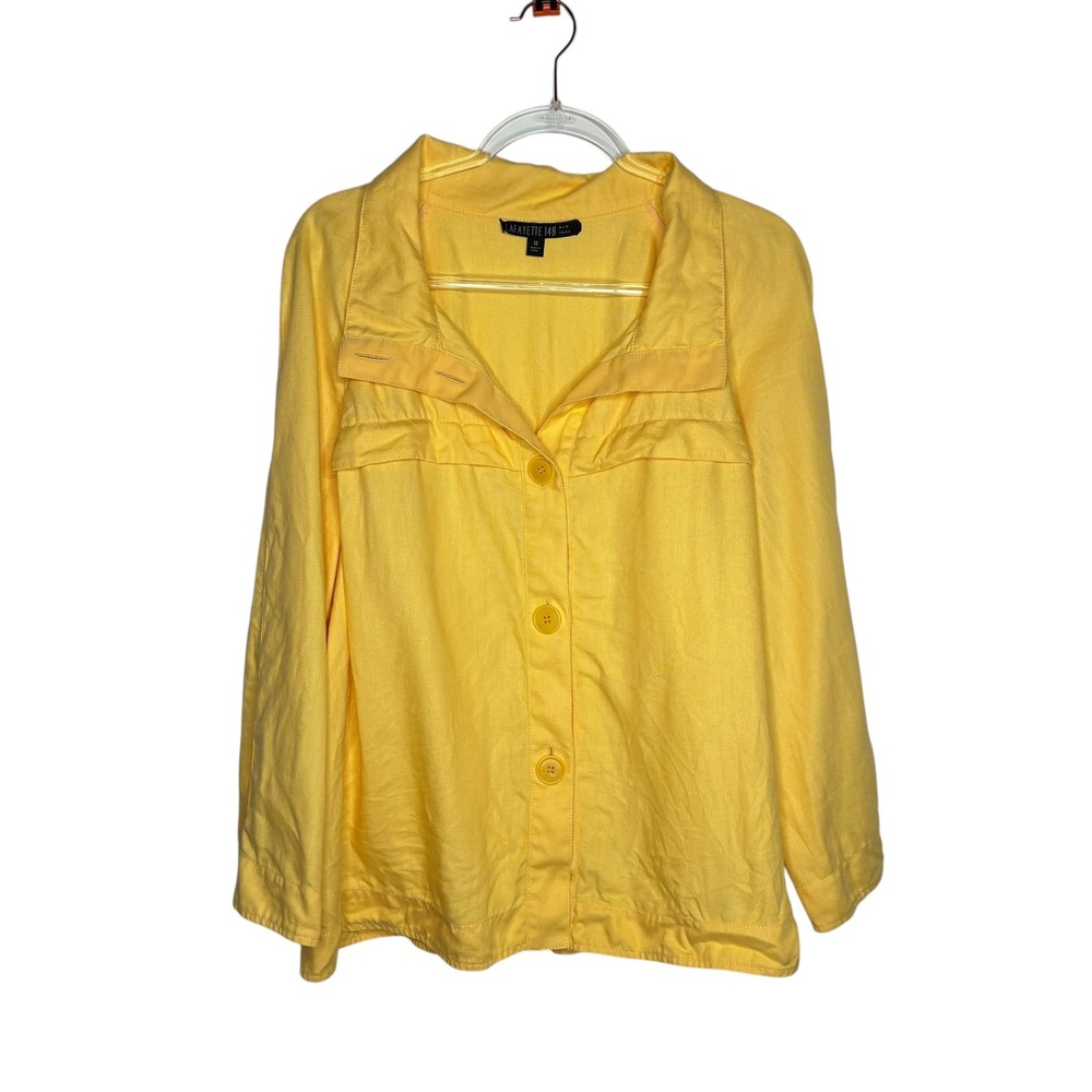 Lafayette 148 Women Size 14 Jacket Yellow Linen Lightweight Pleated Back